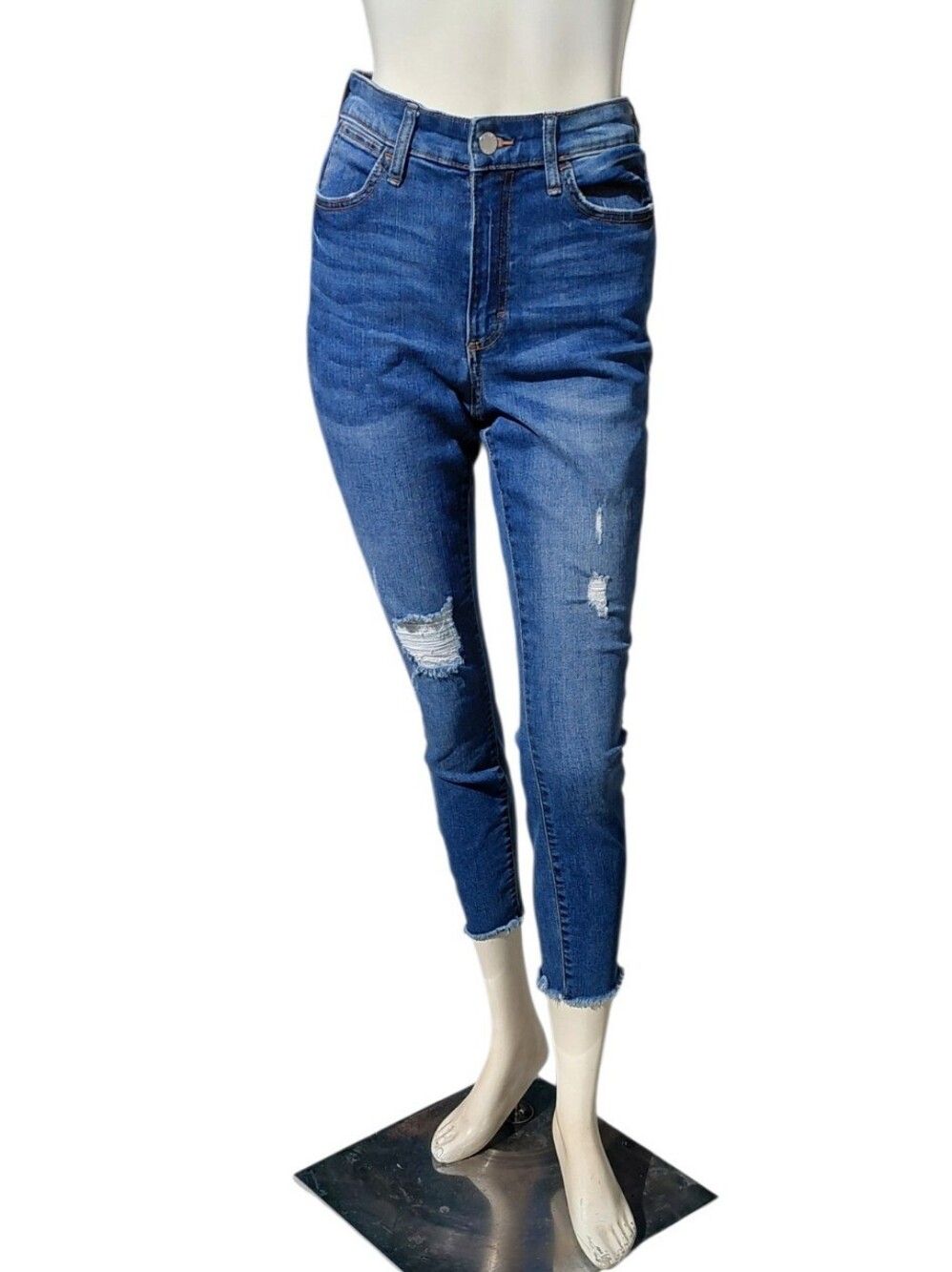 91826K High-Rise Distressed Skinny Jeans Size 4, W25" 24" Inseam 9 1/2" Rise